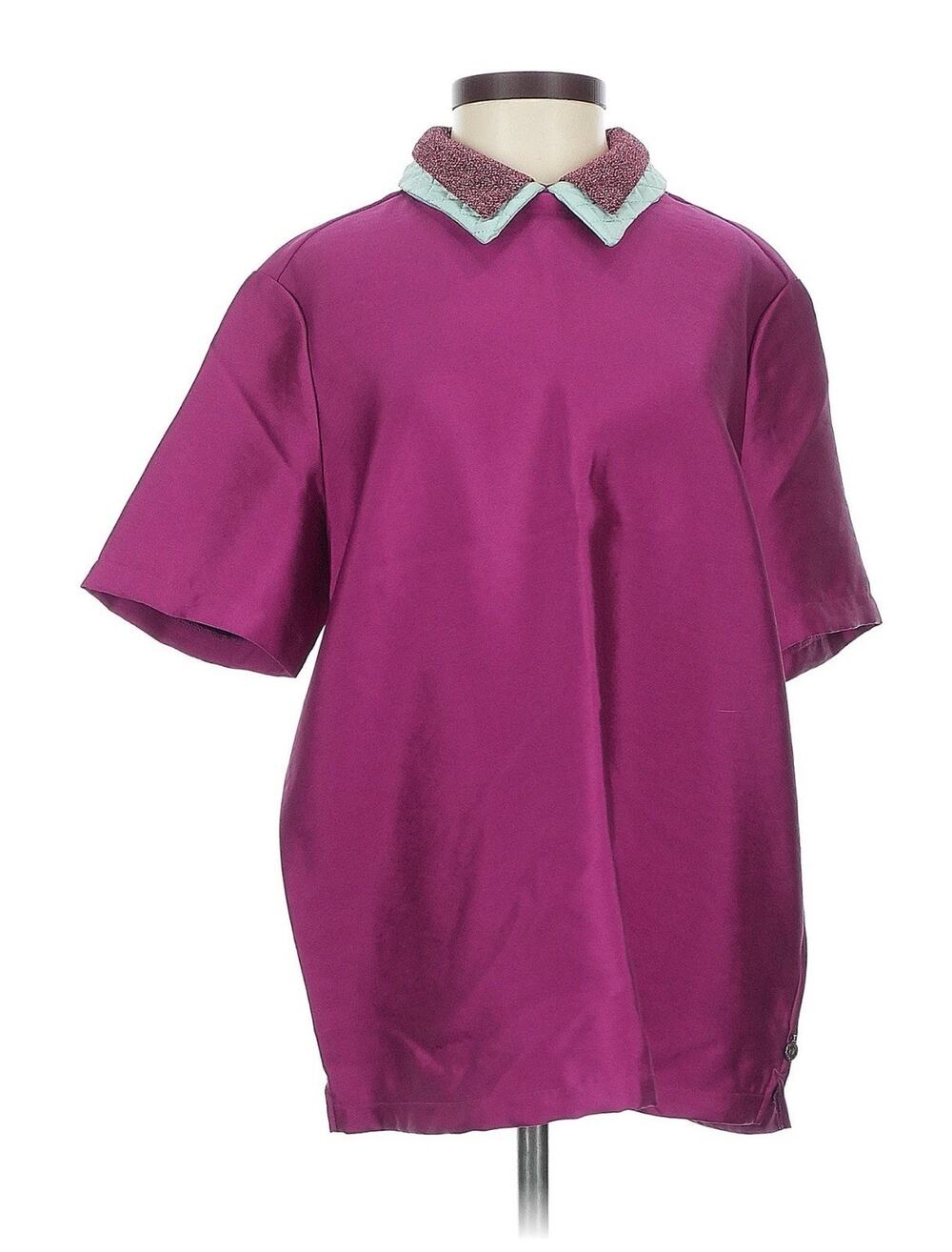 Scotch & Soda Fuchsia Pink Top With Short Sleeve & Double Collar 2 (Med)